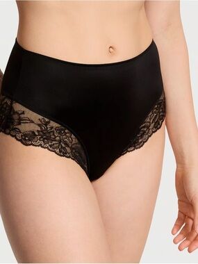 Victoria's Secret Very Sexy Smooth Lace Trim Black High Waist Brief Panty Size L